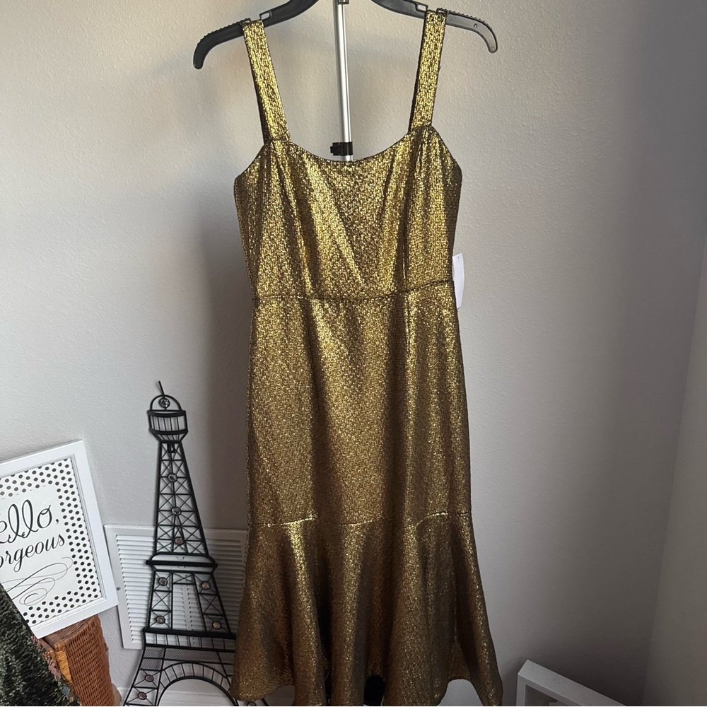 NWT Mestiza New York Jody Midi Gold Dress Sz 4 - Picture 7 of 14